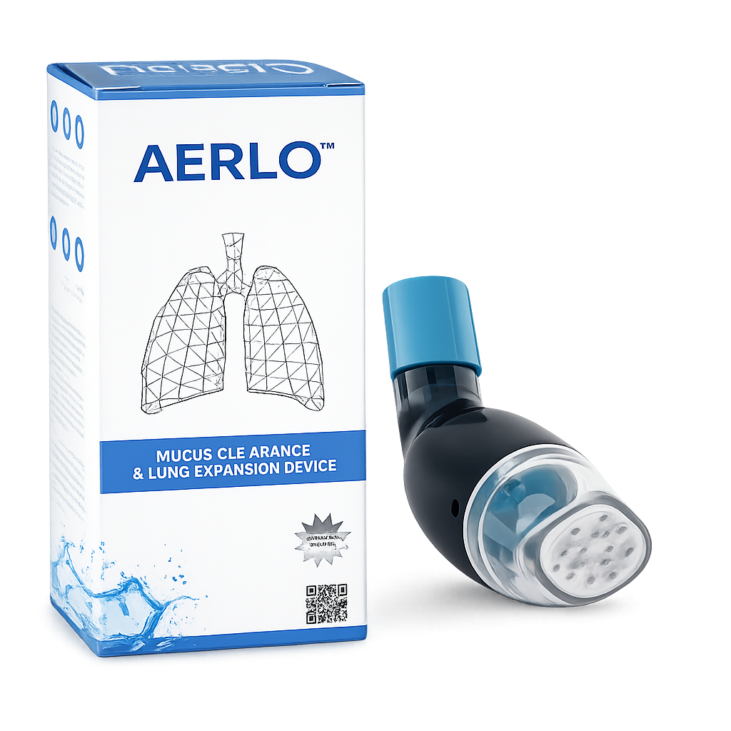 AERLO™ Breathing Therapy Device — For mucus that won't shift · A noticeable change, often within the first week