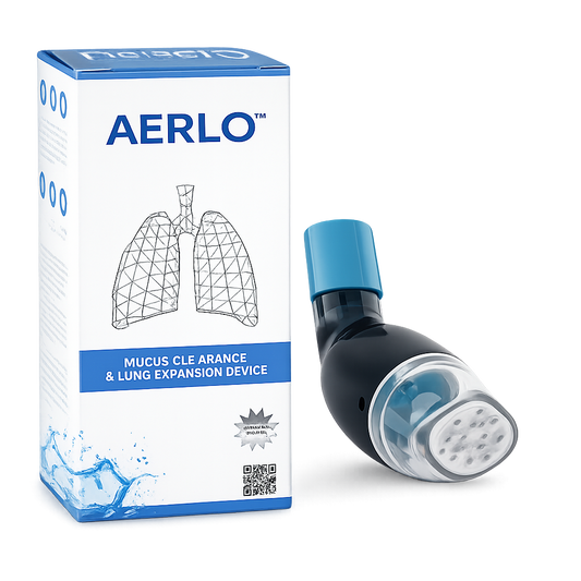 AERLO™ Breathing Therapy Device — For mucus that won't shift · A noticeable change, often within the first week
